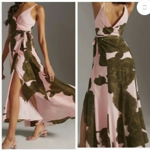 Anthropologie Hutch Leah Wrap Maxi Dress Pink Size medium - Picture 2 of 16